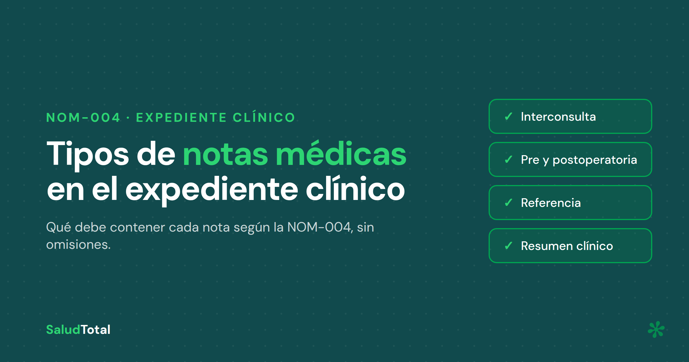 Tipos de Notas Médicas del Expediente Clínico (NOM-004)