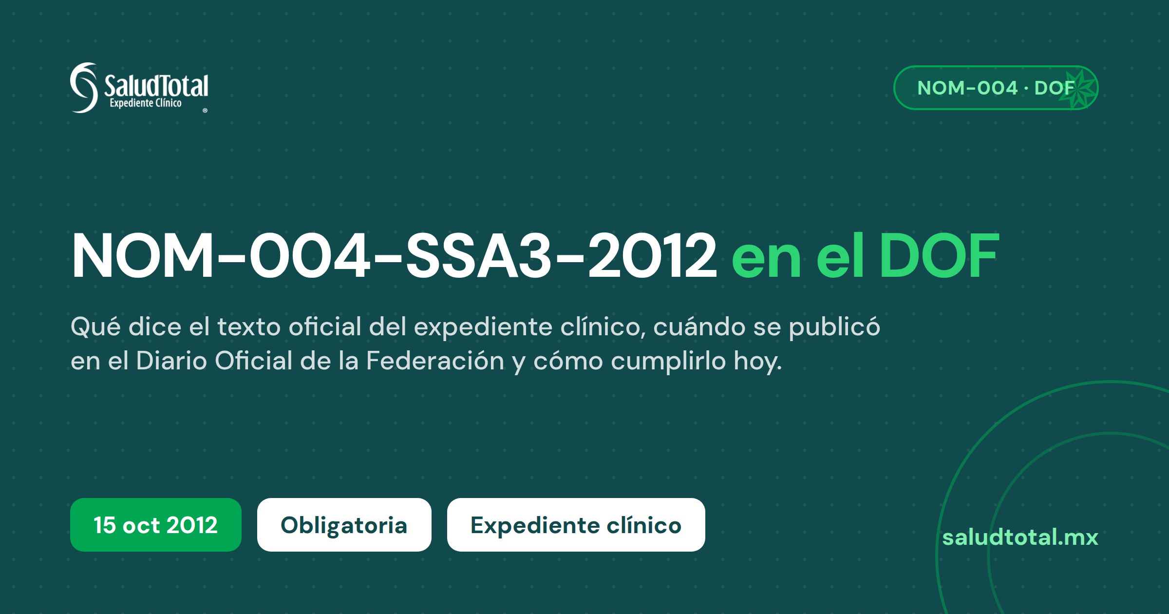 NOM-004-SSA3-2012 en el DOF: qué publica el texto oficial del expediente clínico