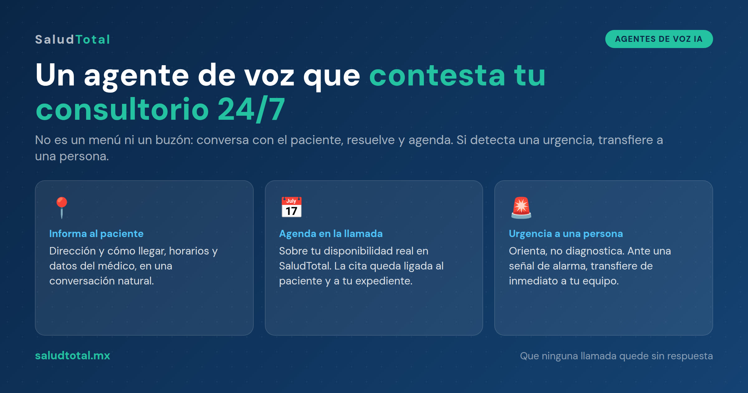 Agentes de voz con IA que contestan las llamadas de tu consultorio 24/7